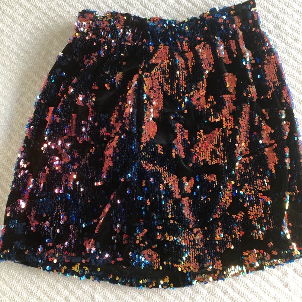 Zara Sequin Skirt and Zara Body Suit Top